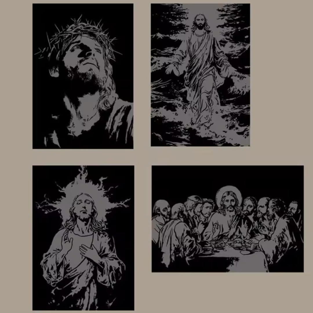 Carpeta con dibujos de Jesús para raspar- Incluye lápiz especial.